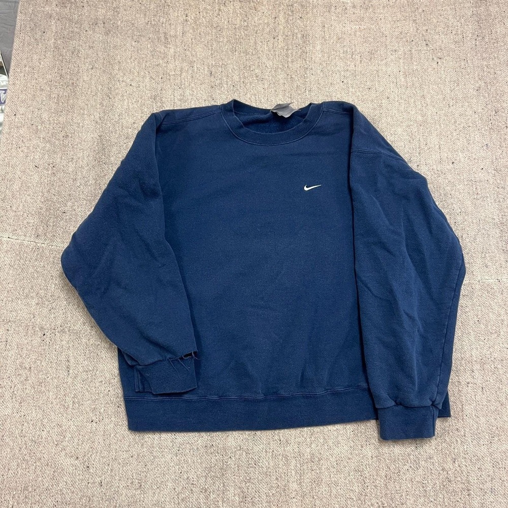 Vintage Nike Sweatshirt Mens‎ XL Blue 1990s Check Swoosh